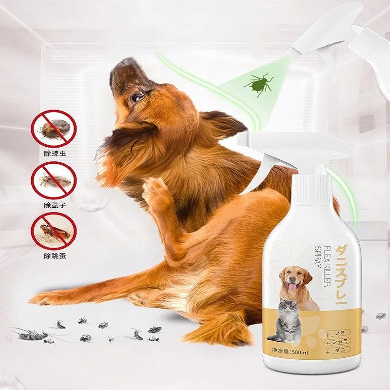 500ml Pet Insect Repellent Flea & Tick Killer Spray with Lavender Oil Camphor Oil Deionized Water For Pet Body External Fur