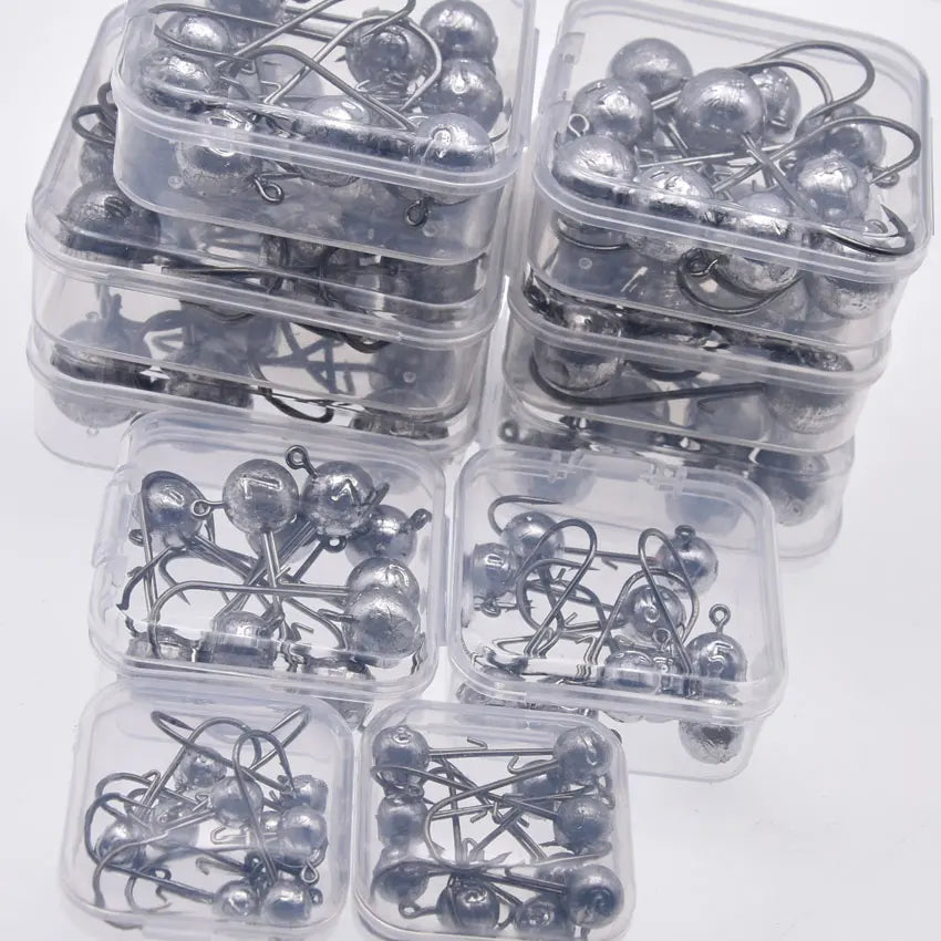 MrLurion Package Box 2g 3g 5g 7g 10g 12g 16g 20g jig head hook for fishing tackle ,crank carbon lure hook for worm soft