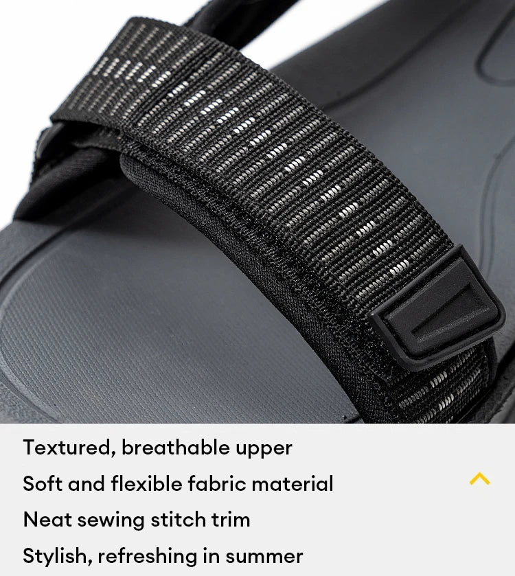 Men's Open Toe Sandals Breathable Casual Beach Shoes Black EVA Insole