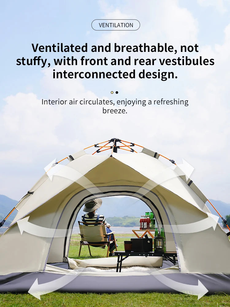 Automatic Opening Camping Tent 3-4 Person, Portable Rainproof