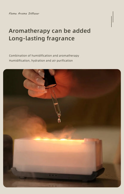 120 mL Aromatherapy Diffuser Humidifier With 3D Flame Night Light For Bedroom
