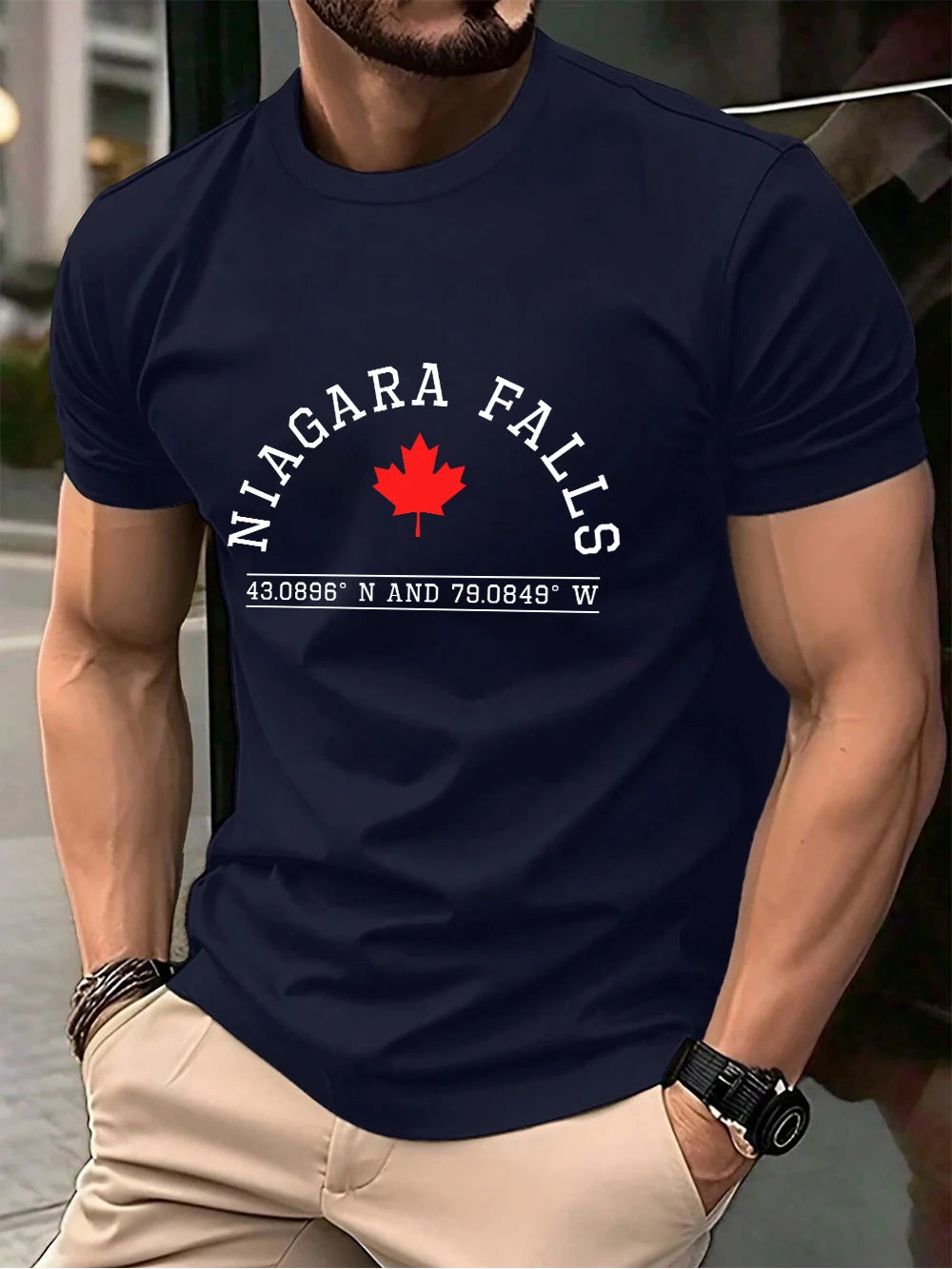 Niagara Falls Canada Letter Prints Mens T-Shirt Cotton Summer Short Sleeve Tops Soft Oversized O-Neck T Shirt Casual Clothes