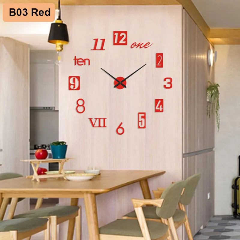 Modern 3D Wall Clock – Soundless, 90–120cm, Home & Office Decor
