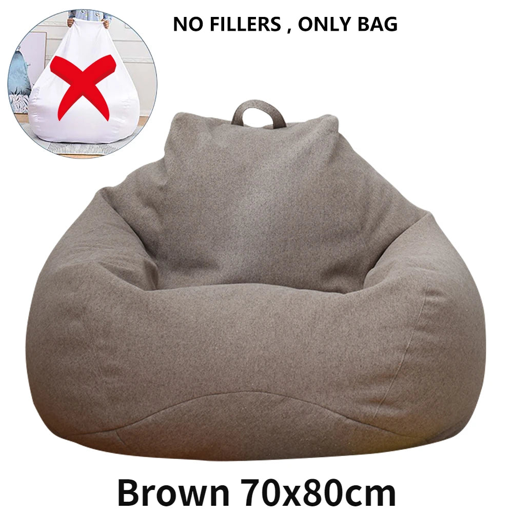 Lazy Sofa Cover Solid Chair Covers Without Filler Linen Cloth Lounger Seat Bean Bag Pouf Puff Couch Tatami Living Room Beanbags