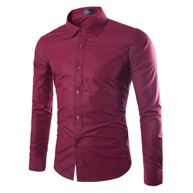 14 Colors Solid Color Men's Fashionable Candy Color Shirt Men's Casual Long Sleeve Shirt for Men