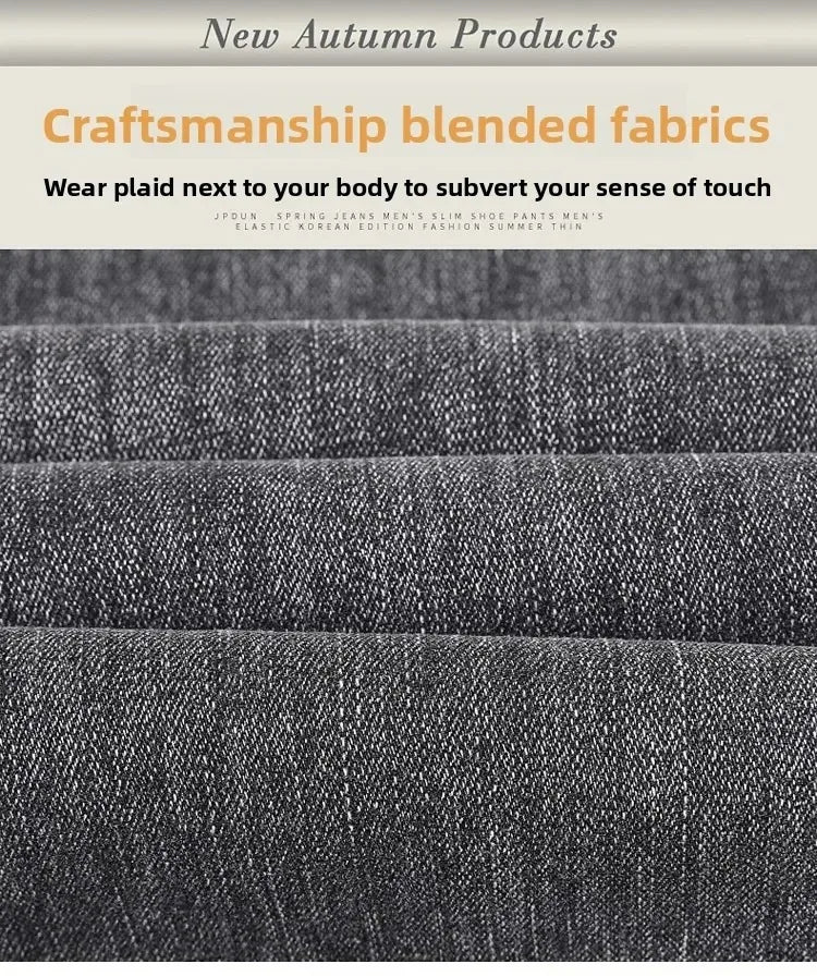 Men's Black Denim Jeans with Velvet Fleece-Lined Plus Size