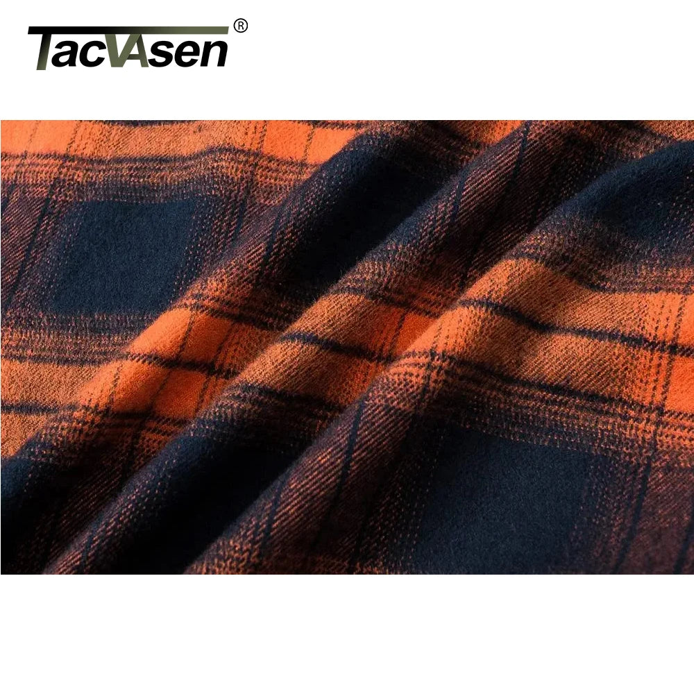 TACVASEN Oversize Lightweight Shirt Jacket Button Down Cotton Plaid Shirts Mens Long Sleeve Streetwear Flannel Shirts W/ Pockets