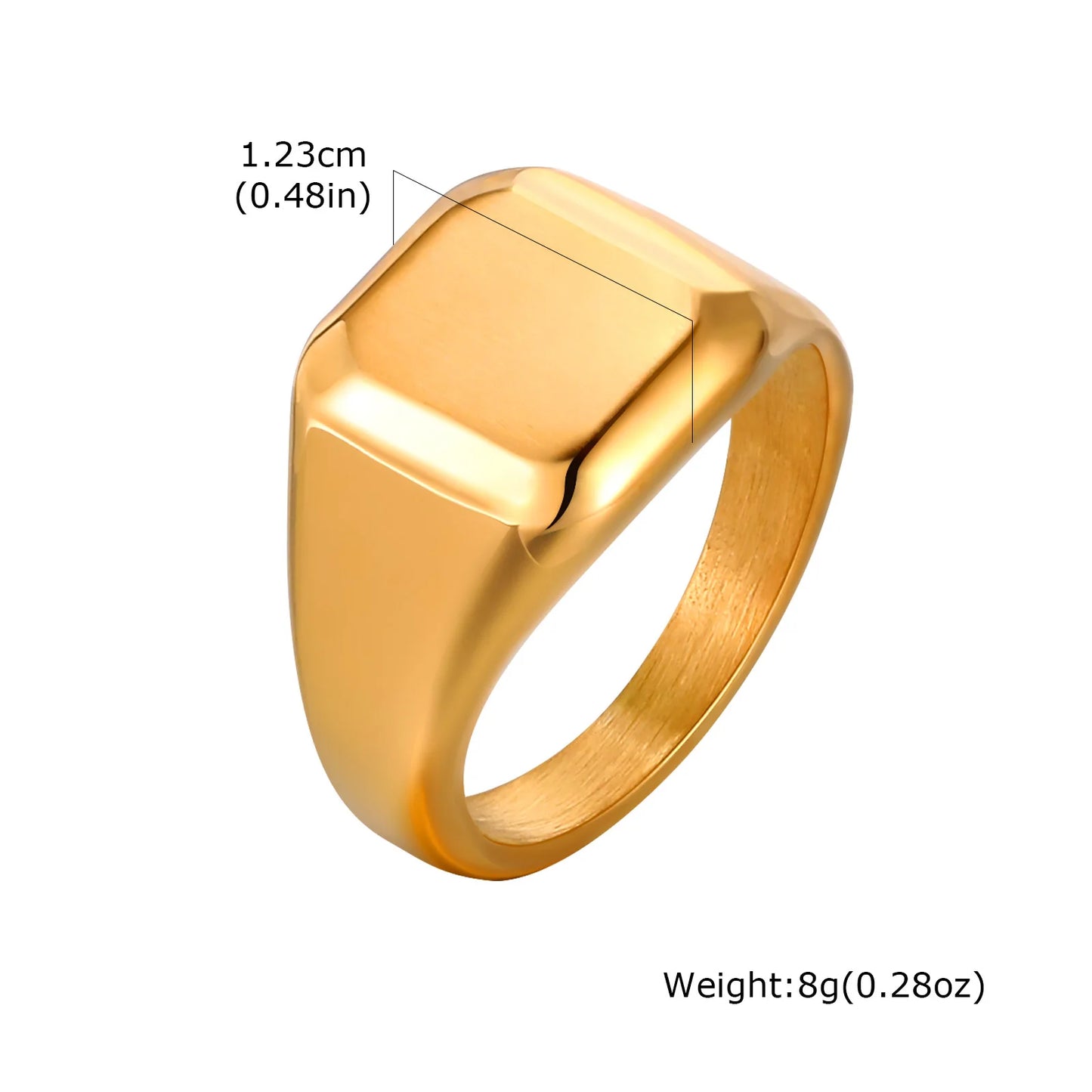 Plain Gold Stainless Steel Signet Ring – Unisex Chunky Ring