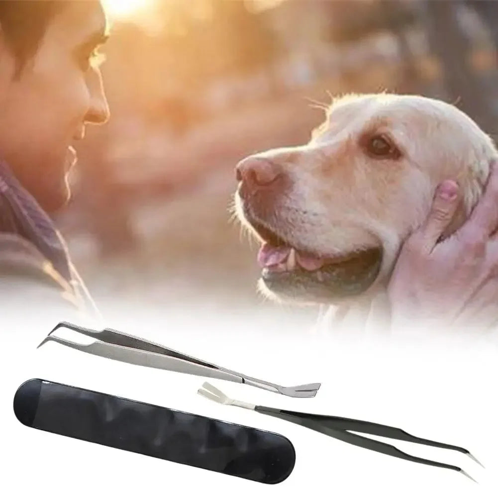 Tick Removal Tool for Pets Stainless Steel Pet Flea Removal Tool 2-in-1 Tick Removal Tool Professional Tick Removal Tweezers Dog
