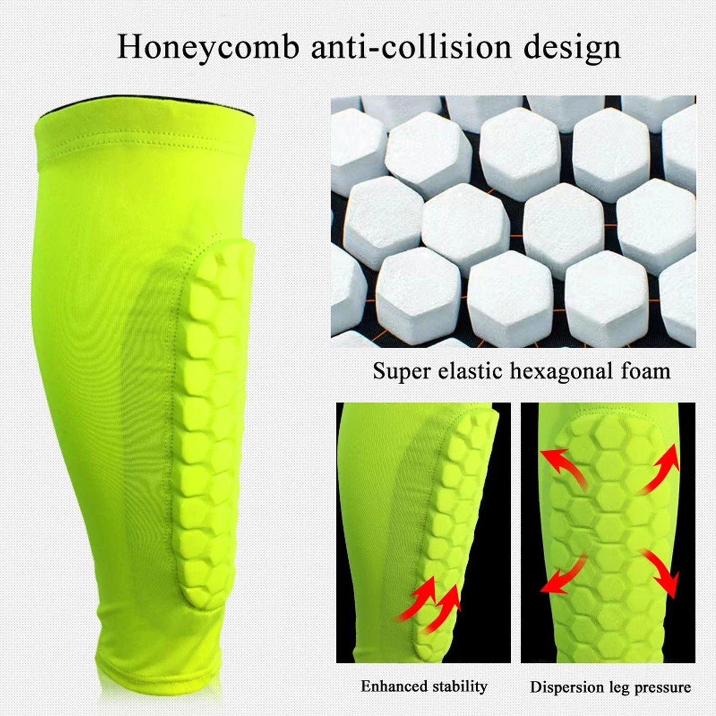2pcs Shin Guards Football Basketball with Honeycomb Padding Breathable Nylon Anti Impact Sport Leg Protectors for Kids Adults