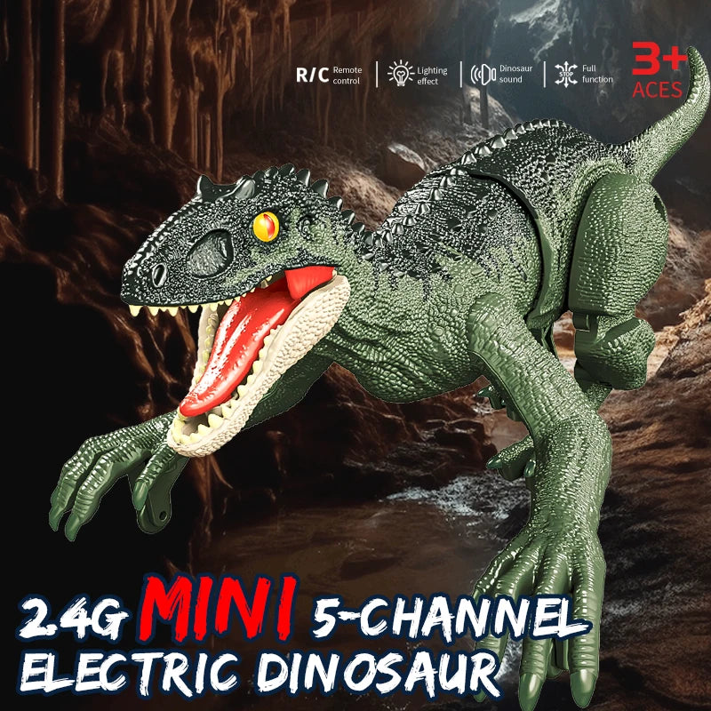 2.4GHz Remote Control Dinosaur Robot Walking And Roaring Mini Dinosaur Light And Sound Ideal Children's Birthday Christmas Gift