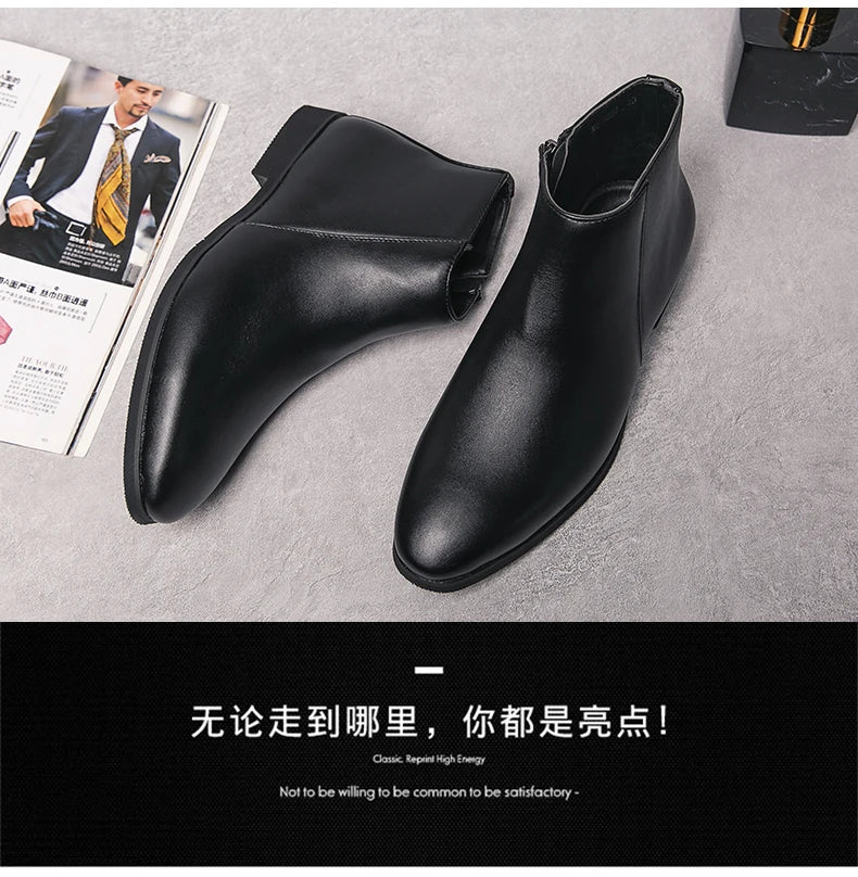 Riding Ankle Boots for Men Zip Closure PU Lining PU Insole