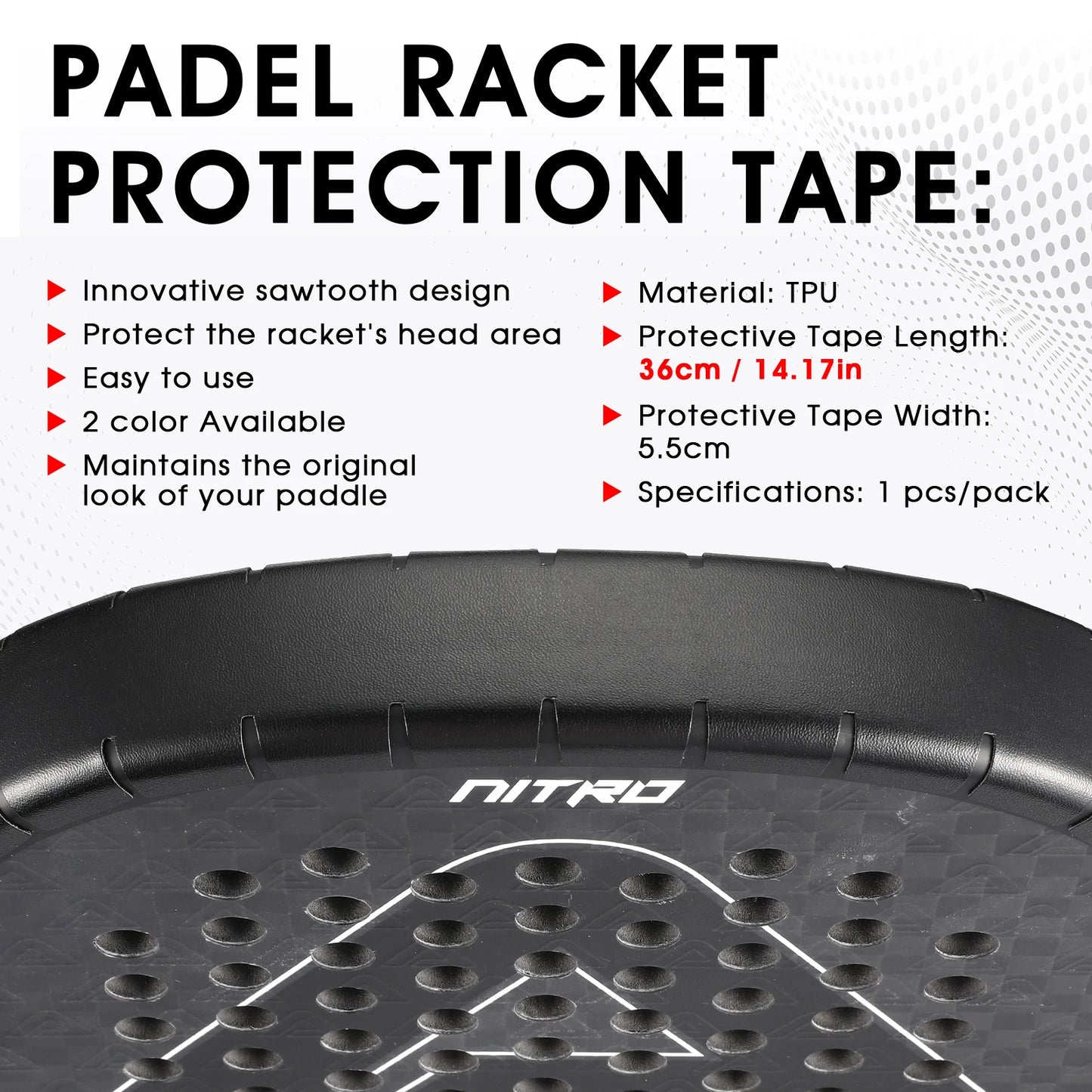 AMA SPORT Padel Racket Protection Tape Pack of 1/2/6 Edge Protector Durable & Easy to Replace Transparent Padel Protector