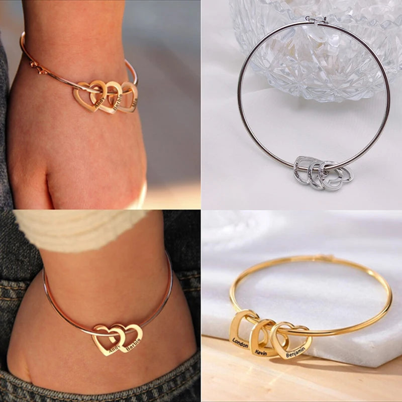 Women’s Stainless Steel Name Bracelet – Personalized Heart Jewelry