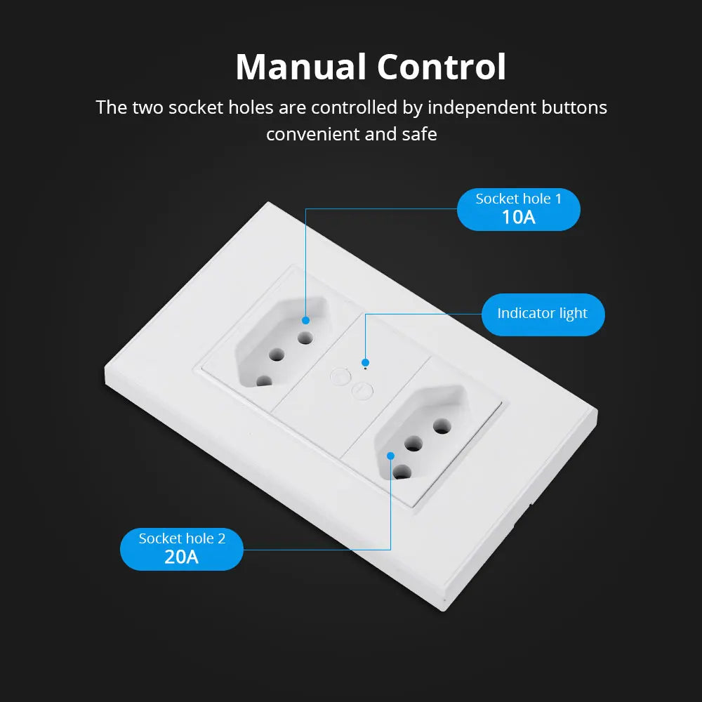 Zemismart Zigbee Smart Brazil Socket 10A 20A Outlets Work with Tuya Smart Life App Alexa Google Home Control