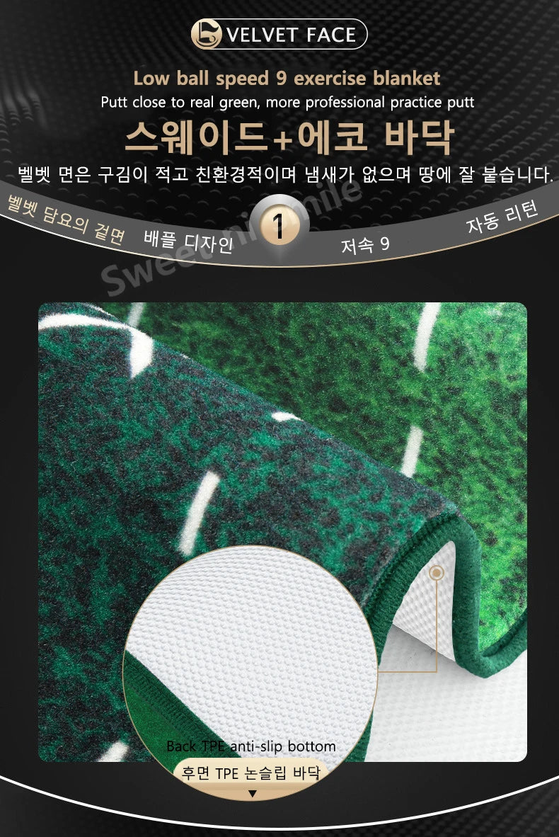 PGM TL021 3M Golf Putting Mat Golf Putter Trainer Green Carpet Practice Set Ball Return Mini Golf Putting Green Fairway Mat