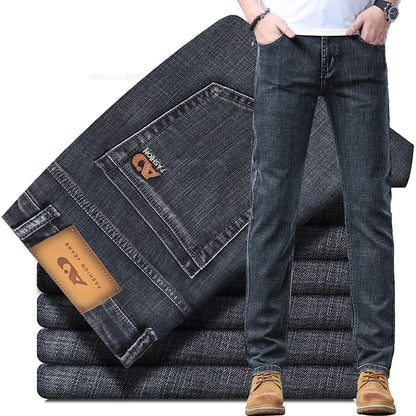 Men's Slim Jeans Denim Pants With Stretch Light Blue