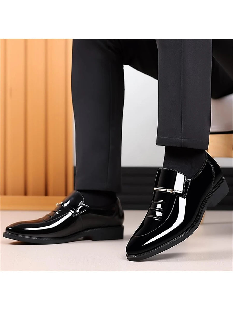 Men's Pu Slip-On Loafers Dress Shoes Round Toe Rubber Outsole
