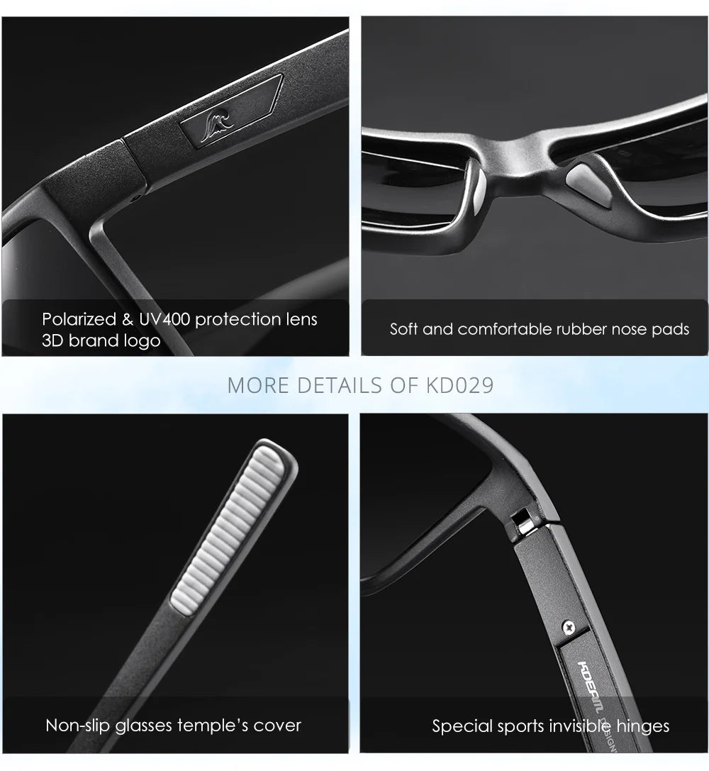KDEAM Scratch Resistance Sunglasses Men Polarized 100% UV Protection Sun Glasses Integral Spring Hinges And Curved Temples KD029