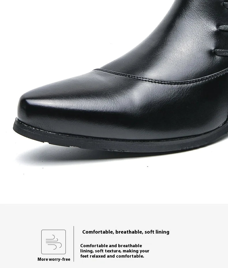 Men's Leather Riding Boots Ankle High ZIP Closure PU Lined