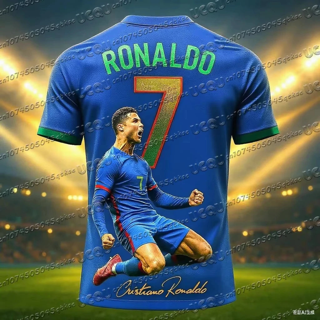 26 New Football Jersey 3D Printed NO.7 Ronaldo Boys Girls Training Women's Sports Breathable Short Sleeve Kids/Men's T-shirt Top