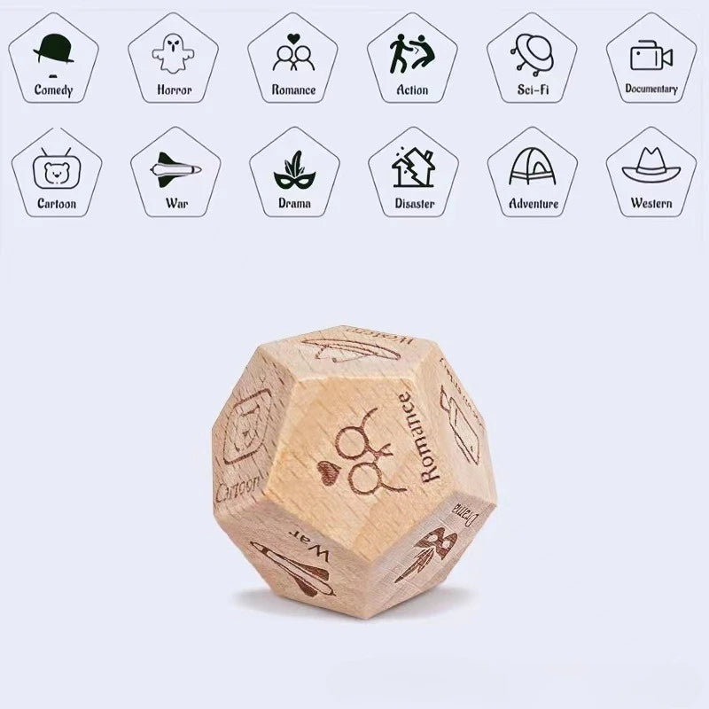 Wooden Dice for Couples, Food Decision Dice Game Gift Idea