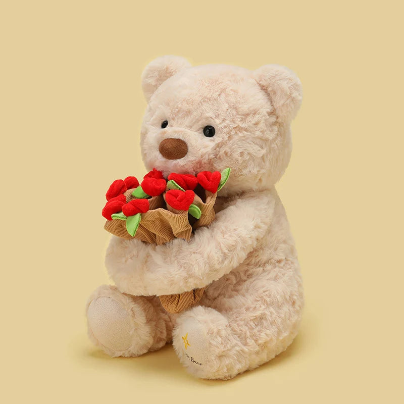 New Hot Sale Teddy Bear with Roses Plush Toy Soft Bear Stuffed Doll Romantic Gift for Lover Home Decor Girls Birthday Gift