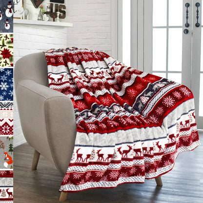 Holiday Snowflake & Gingerbread Blanket – Soft Cozy Christmas Throw