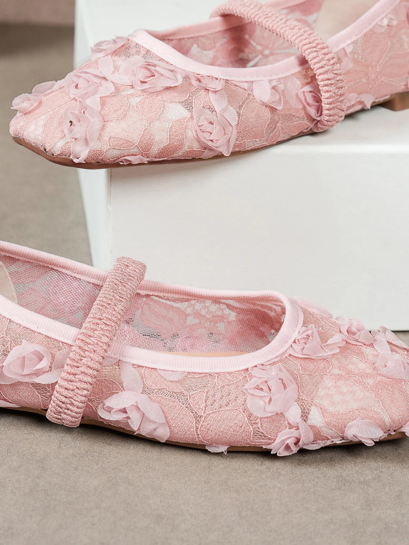 French-style Mary Jane flat shoes for women, square-toe ballet-inspired single shoes, fairy mesh shoes