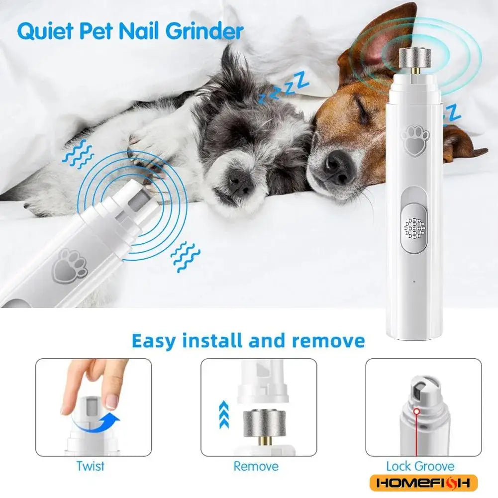 Electric Dog Nail Grinder – USB Rechargeable Pet Nail Clipper with Polisher Wheel