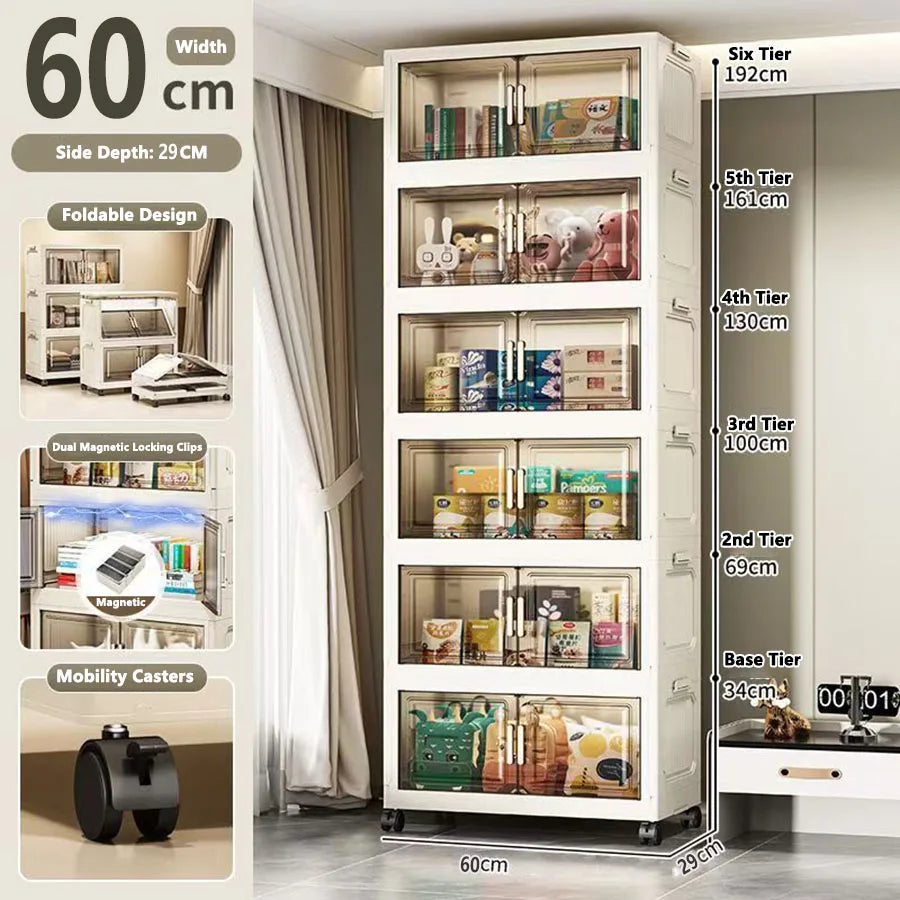 Storage Cabinet Folding Storage Box Home Living Room Toy Cabinet Storage Rack Snack Cabinet Installation-Free Kitchen Storage Cabinet Folding Storage Cabinet Organizer