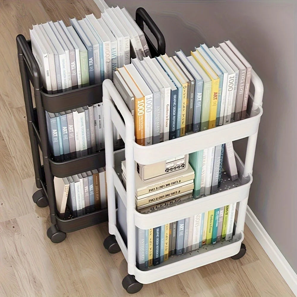 Multi-layer detachable cart storage rack! Creative kitchen shelving unit for living room mobile display cabinet