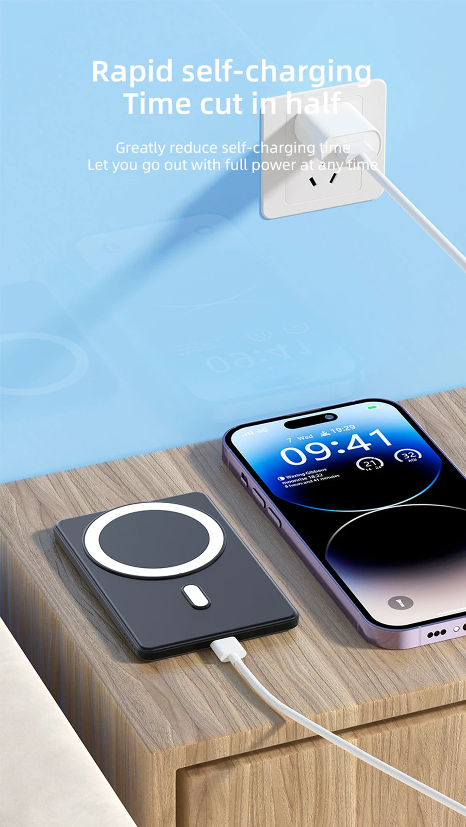 Magnetic Wireless Power Bank for Magsafe For iPhone 16 15 14 13 12 Pro Max 15W 5000mAh Portable Fast Charging External Battery