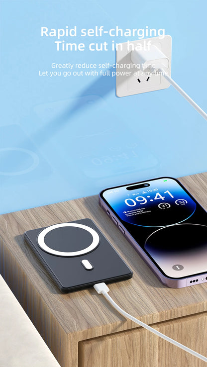 Magnetic Wireless Power Bank 5000mAh 15W Black or Silver