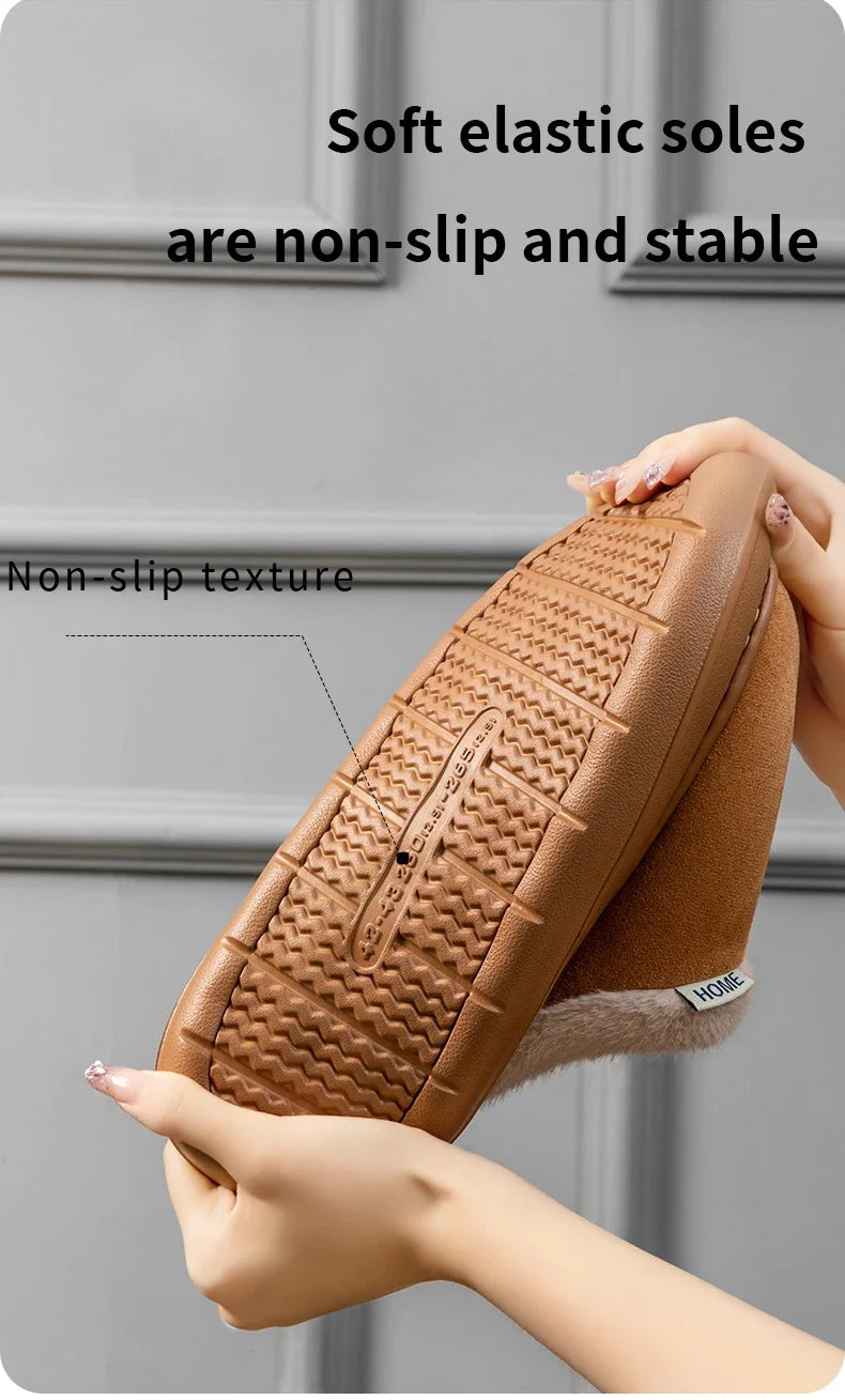Autumn And Winter Men's Cotton Slippers Plush Warm Thick Home Wear Non-slip Wear-resistant Soft Bottom Comfortable Warm Shoes