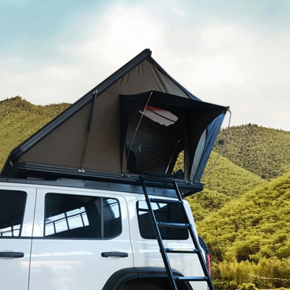 Aluminum Four-Person Rooftop Tent, Hard Shell, Closed Size 212x131x19 cm