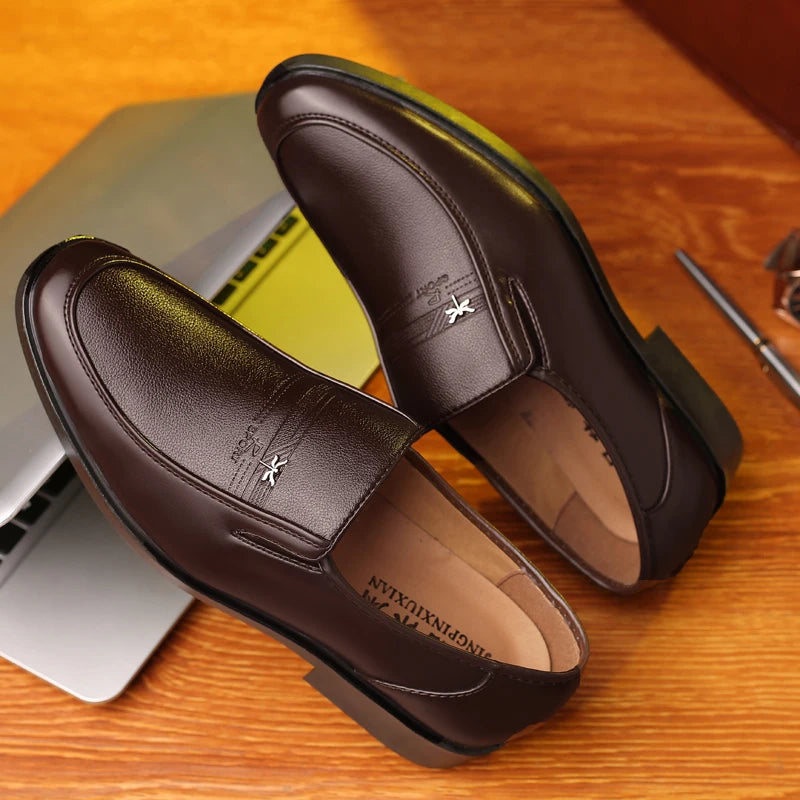 Leather Shoes Slip On Black Mens Formal Loafers Dress Moccasins