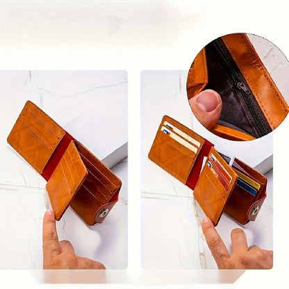 Large Capacity Men’s Leather Wallet – Fashion Card & Money Holder