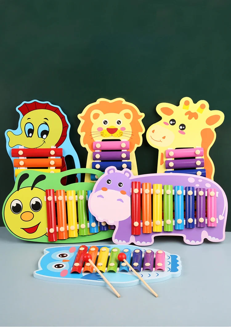 Montessori Wooden 8 Tones Multicolor Xylophone Wood Musical Instrument Toys For Baby Kids Puzzles Early Learning Games