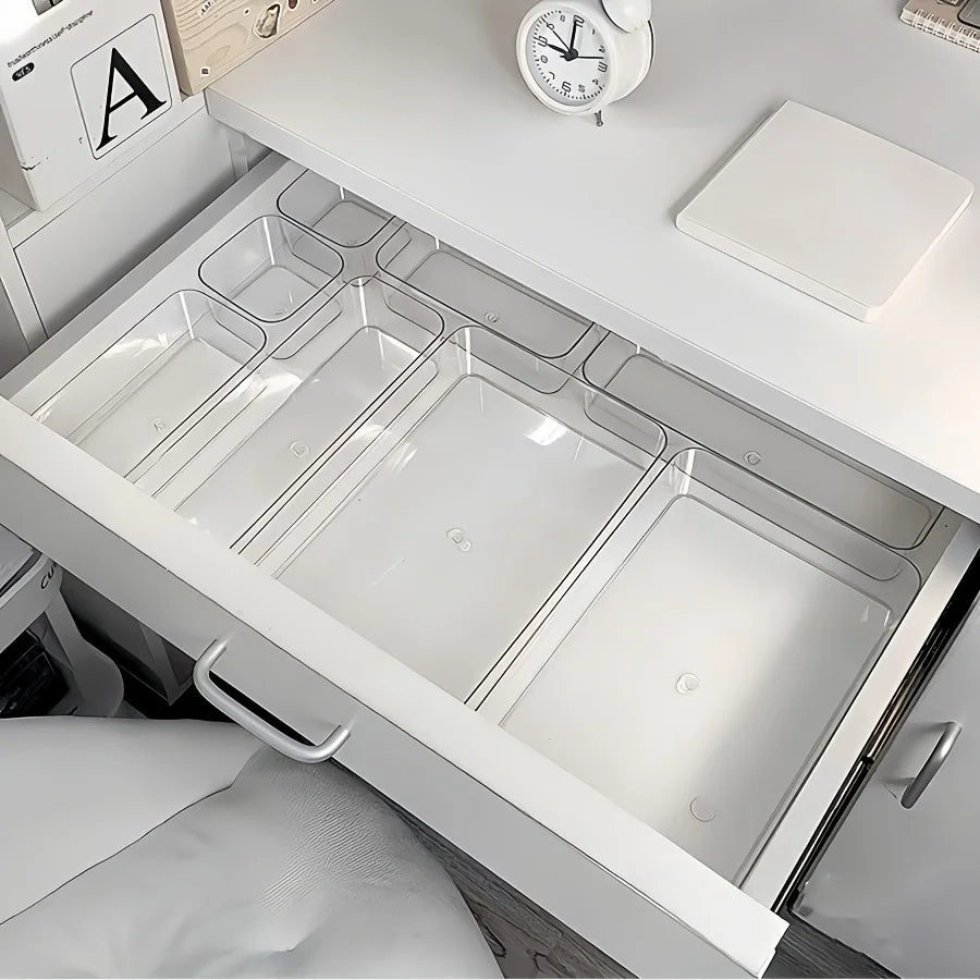 4/7/8pcsTransparent Cosmetic Storage Boxes, Drawer Built-in Separation and Organizing Box, Desktop Office Stationery Storage Box