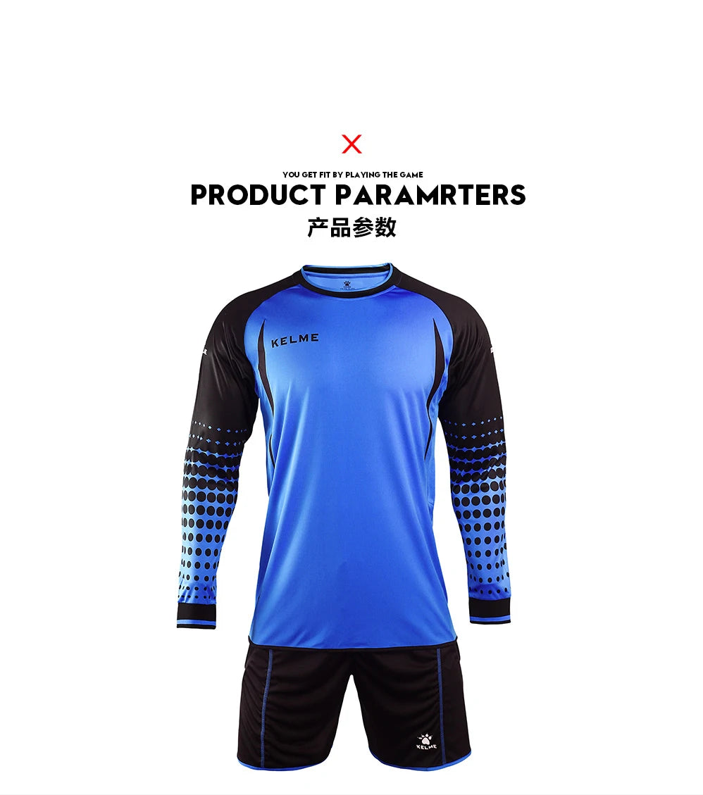 KELME Goalkeeper Jersey Soccer Custom Goaile Jerseys Mens Long Sleeve Football Uniform Shorts Sponge Protector 9161ZB1002