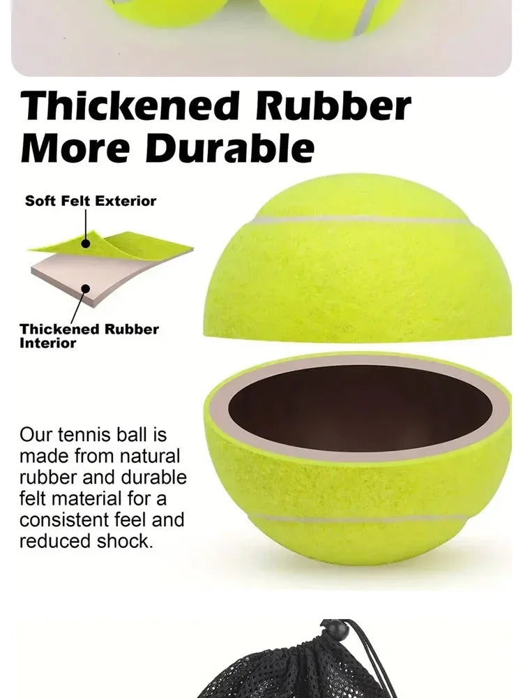 3pcs Professional Rubber Tennis Ball High Resilience Tennis Practice Ball for School Club Competition Training Exercises