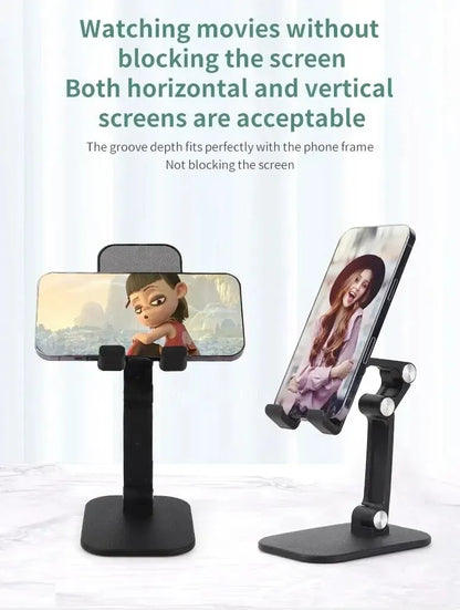Adjustable Desktop Phone and Tablet Holder, Foldable and Portable Stand