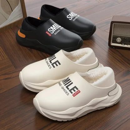 Mens Slippers Winter Warm Shearling Lining Indoor Outdoor Rubber Insole