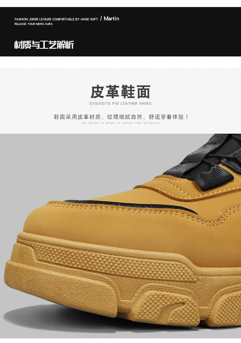 Winter Leather Boots Ankle Outdoor Work Chelsea Style