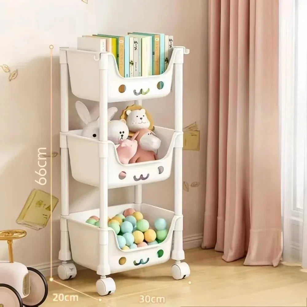 Macaron Storage Handcart Snack Storage Rack Movable Household Large Capacity Wheeled Kitchen Rolling Rack Children Storage Rack