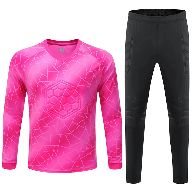 Men Kid 2024 Soccer Goalkeeper Uniform Protective Sponge Long Sleeve Football Training Goalkeeper Top Soccer Jersey Pants Custom