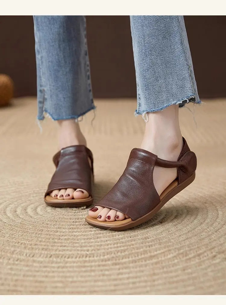 Women's Open-Toe Flat Sandals with Cross Strap & Adjustable Ankle Strap - Summer Casual Lightweight Walking Shoes for Women, Min