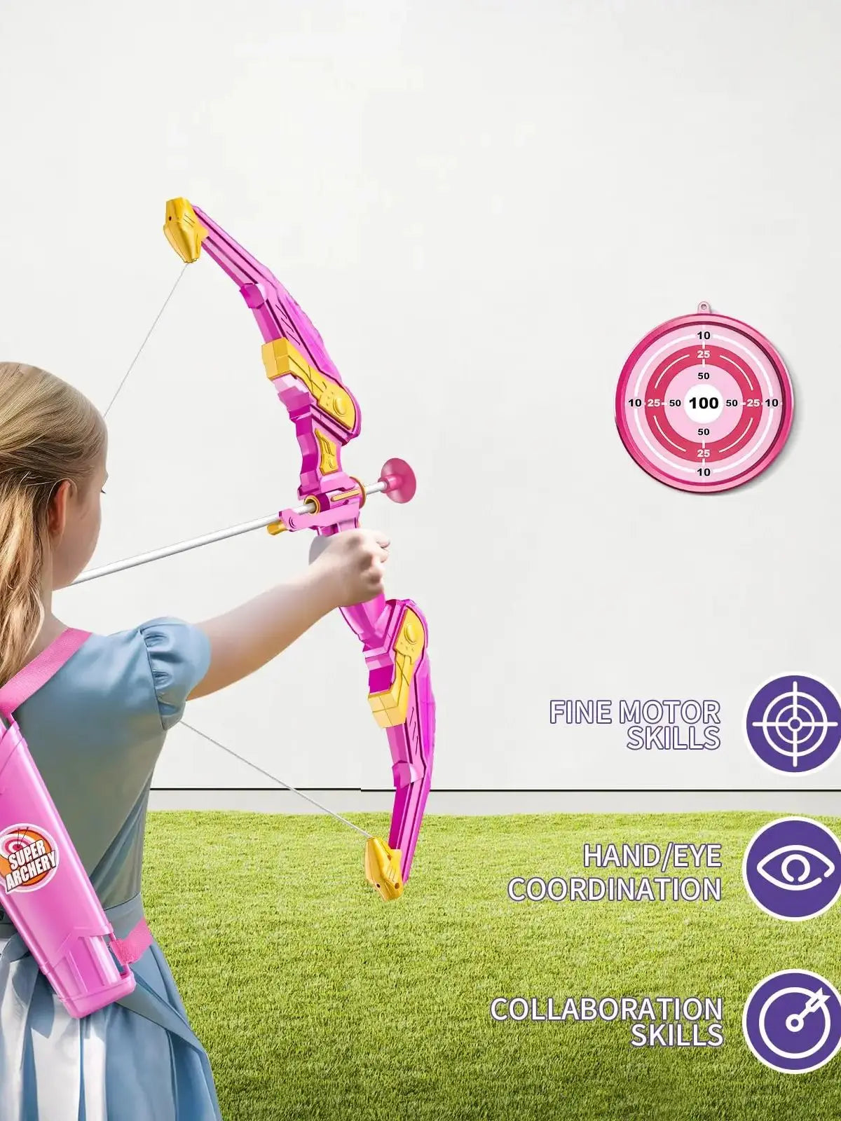 Children's Bow and Arrow Set Archery Toy Set Indoor and Outdoor Toys for Boys and Girls Amusement Equipment Ideal Gift Toys for