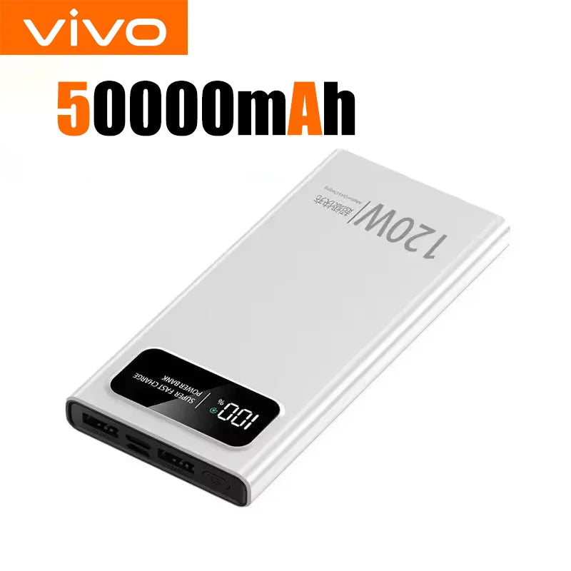 VIVO 500000mAh 120W Power Bank Fast Charging Portable Mobile Power Digital Display Large Capacity External Battery For IPhone